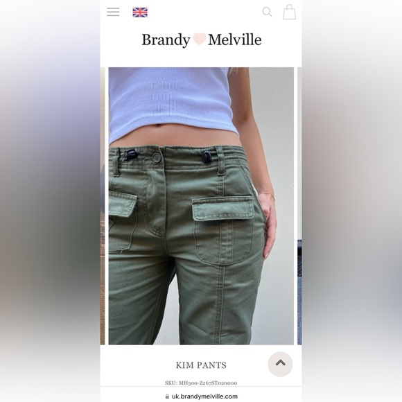 Brandy 🩷 Melville Kim Pants ~ Green Cargo - Picture 3 of 4